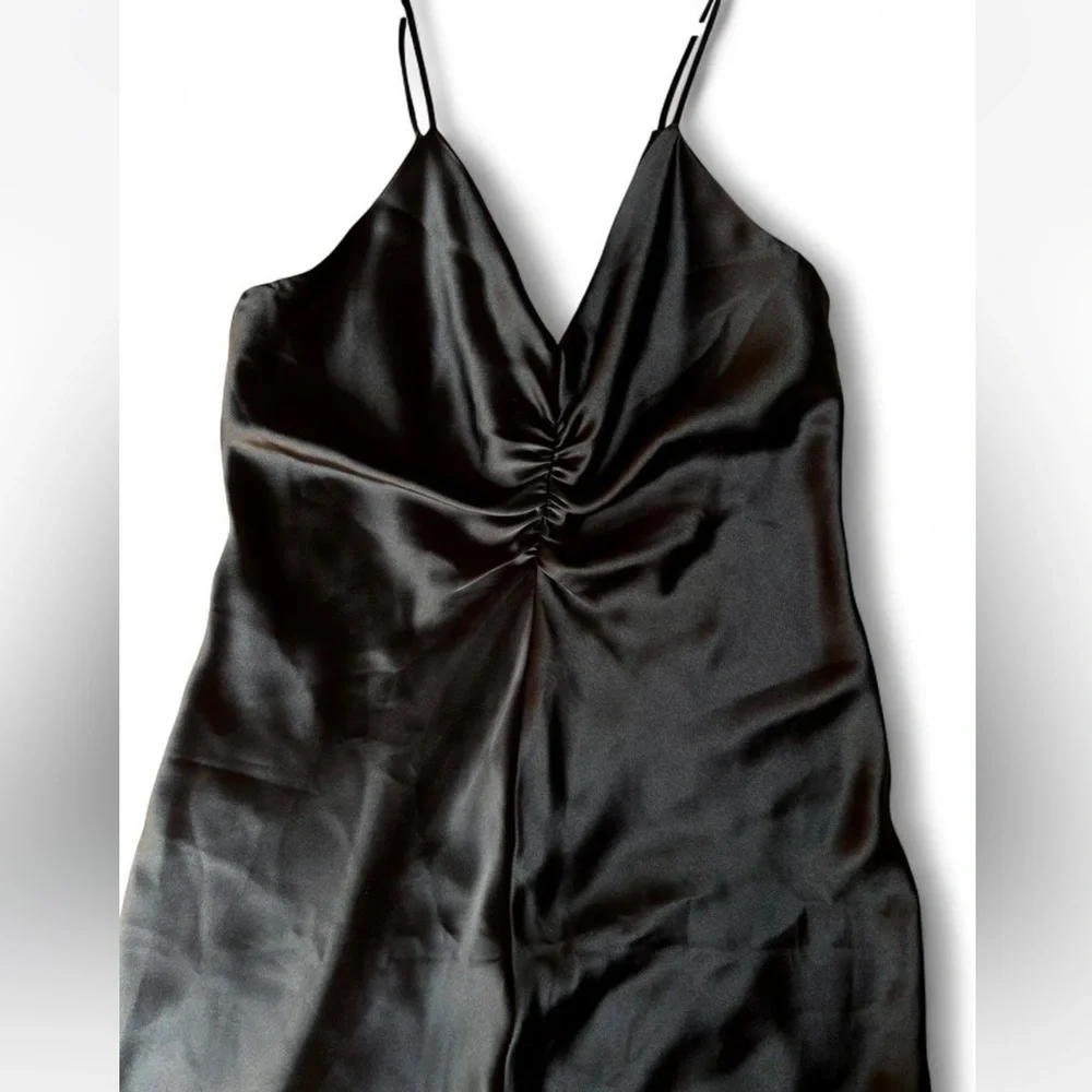 Zara Black Satin V-Neck Slip Dress - Picture 7 of 7